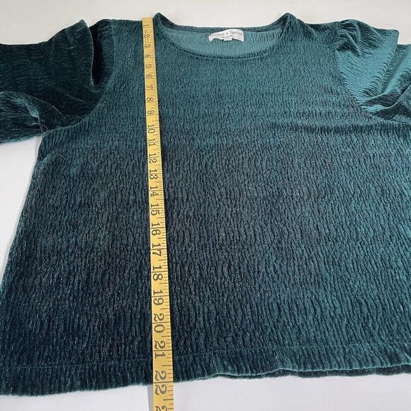 Madewell Texture & thread Women’s Forest Green Crushed Velvet Top Flutter Sz S - Picture 5 of 7